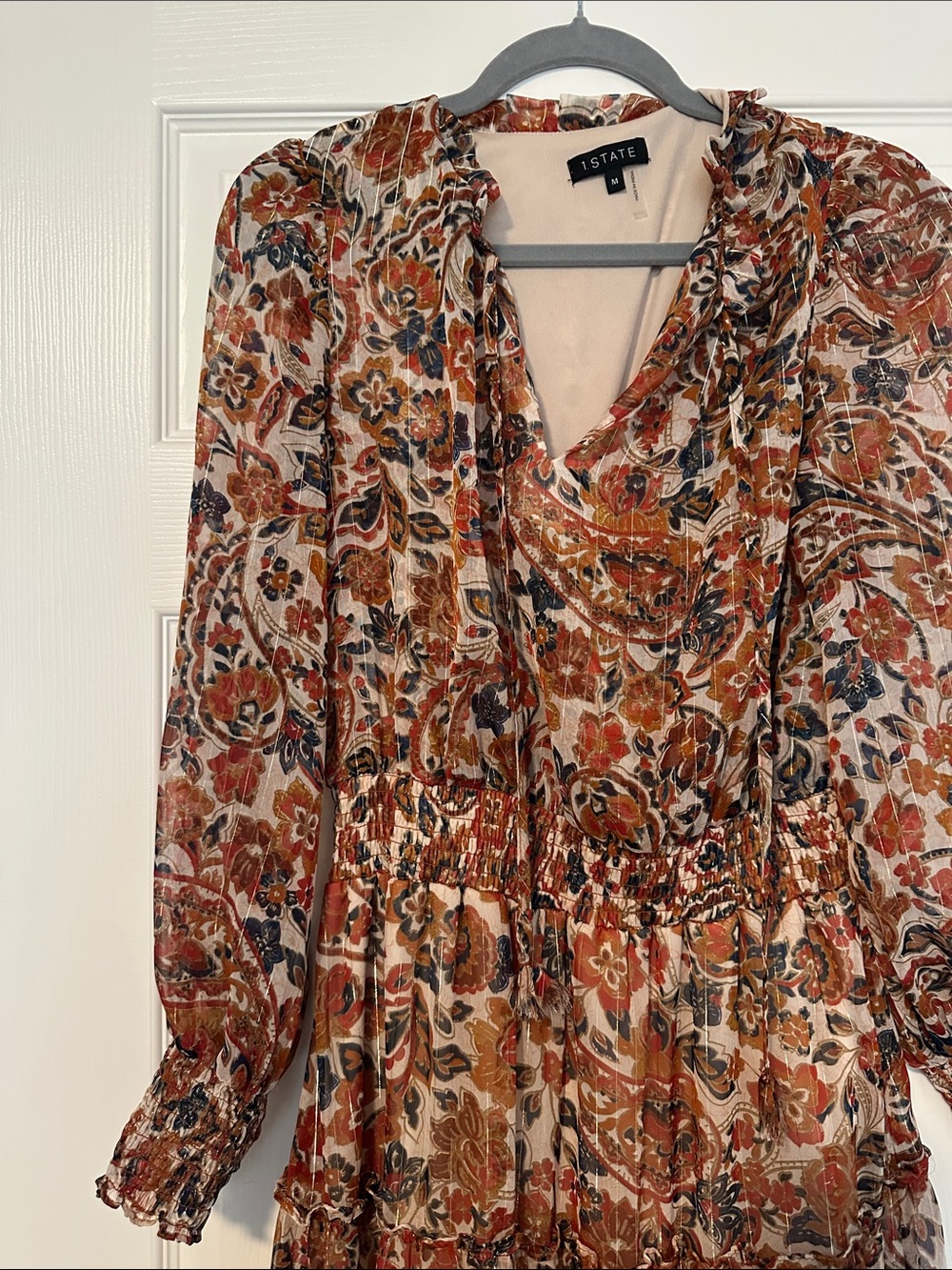 1. State Rust Paisley Tiered Maxi Dress - Picture 2 of 8